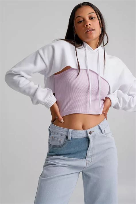 cropped hoodie exposed front.